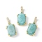 Natural Amazonite Pendants, with Brass Micro Pave Cubic Zirconia Settings, Rectangle Charms, Rack Plating, Long-Lasting Plated, Cadmium Free & Lead Free, Real 18K Gold Plated, 20x9.5x7mm, Hole: 2.5x5.5mm