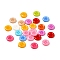 Acrylic Buttons, Plastic Sewing Buttons for Costume Design, 4-Hole, Dyed, Flat Round, Mixed Color, 12x2mm, Hole: 1mm