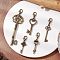 Alloy Key Pendants Decorations, with Zinc Alloy Lobster Claw Clasps, Antique Bronze, 45.5~97mm