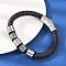 Braided Microfiber Leather Cord Bracelets, 304 Stainless Steel Column Bracelets for Women Men, with Bayonet Clasps, Coffee, 8-7/8x1/4 inch(22.5x0.8~1.15cm)