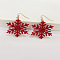 Snowflake Acrylic Glitter Powder Dangle Earrings, Golden, FireBrick, 55x30mm