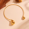 304 Stainless Steel Teardrop Open Cuff Choker Necklaces for Women, Golden, 0.12 inch(0.3cm), Inner Diameter: 5.14 inch(13.05cm)