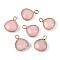 Natural White Jade Pendants, with Nickel Free Brass Findings, Faceted, Dyed, teardrop, Golden, Misty Rose, 17.5x13.5x6.5mm, Hole: 2mm