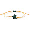 Waxed Cord Braided Bracelets for Women, Star, Green, Inner Diameter: 11 inch(28cm)