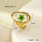 Preserved Flowers 304 Stainless Steel and Epoxy Resin Open Cuff Rings for Women, Golden, Flower, 26x20mm, US Size 4 1/4~14(15~23mm)