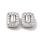 Brass Micro Pave Clear Cubic Zirconia Beads, Rectangle, Platinum, 7x6x4.5mm, Hole: 1x4mm