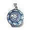 Flat Round 201 Stainless Steel Acrylic Pendants, Evil Eye, 24.5x19.5x12mm, Hole: 5.5x4mm