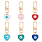 6Pcs 6 Colors Heart with Evil Eye Alloy Enamel Pendant Decoration, Swivel Clasp Charms for Keychain, Purse, Backpack Ornament, Mixed Color, 55mm, 1pc/color