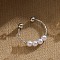 Four Natural Freshwater Pearl Oval Beaded Finger Rings, Alloy Cuff Rings, Platinum, Inner Diameter: 17mm