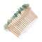 Green Aventurine Gravel Hair Clip, with Metal Hair Combs, 75x40mm