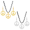 Peace Sign Jewelry Set, 2 Pair Zinc Alloy Dangle Earrings with Iron Pins, 2Pcs 201 Stainless Steel Pendant Necklaces with PU Leather Cords, Golden & Stainless Steel Color, 51x25mm, 17.20 inch(43.7cm)