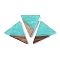 Resin & Wood Pendants, Inverted Triangle Charms, Aquamarine, 37x31x3.5mm, Hole: 2mm