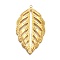 304 Stainless Steel Pendants, Leaf Charm, Real 18K Gold Plated, 53x30.5x2mm, Hole: 1.8mm