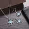 Bohemian Style Alloy & Synthetic Turquoise Pendant Necklaces & Dangle Earrings Sets, Flat Round, 42x21mm