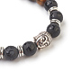 Natural Tiger Eye Beads and Natural Frosted Agate Beads Stretch Bracelets BJEW-JB03848-04-2