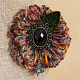 ウールの花のブローチ  合金と  樹脂カボション  綿ネルの葉と鉄ピン  カラフル  80mm X-JEWB-N0001-026-3