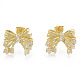 Bowknot Brass Clear Cubic Zirconia Stud Earrings for Women EJEW-N011-100-2