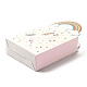 紙カップケーキボックス  ポータブルギフトボックス  結婚式のキャンディーボックス用  ドーナツ模様の正方形  カラフル  折りたたみ：3x8x14cm  展開：16.5x11x0.1cm CON-I009-05-5