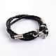 Three Loops Leather Cord Wrap Bracelets BJEW-P128-34B-2