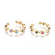 Golden Plated Brass Micro Pave Cubic Zirconia Cuff Earrings EJEW-L244-21G-1