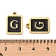 304ステンレス鋼ペンダント  エナメル  文字チャーム付きの長方形  ゴールドカラー  文字g  17.5x12x1.5mm  穴：1.5mm STAS-K265-11G-G-3