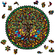 Globleland 120 pièces arbre de vie puzzle en bois pour adultes puzzle de forme ronde en bois adulte puzzle coloré pour anniversaire noël AJEW-WH0344-0007-1