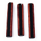 不透明な樹脂と木製のペンダント  長方形のチャーム  ブラック  47x8.5x4.5mm  穴：1.8mm RESI-N039-06B-1