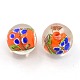 Mixed Color Round Handmade Gold Sand Lampwork Flower Beads for Nacklace Making X-D389-2