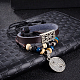Réglable en alliage de zinc unisexes occasionnels yin-yang et du cuir multi-brins bracelets BJEW-BB15643-10