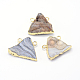 Natural Druzy Agate Triangle Plated Pendants G-P089-67-1