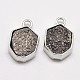Hexagon Electroplated Natural Druzy Agate Pendants G-M252-02F-1