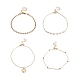 4 pièces 4 bracelets de cheville en alliage de style sertis de perles de résine et de breloque ronde plate SJEW-D009-03KCG-1