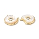 Donut Brass Clear Cubic Zirconia with Shell Connector Charms KK-G406-16G-3