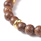 Bracelet extensible en perles rondes en bois de wengé naturel et pierres précieuses pour femme BJEW-JB07544-7