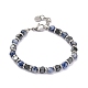 Браслет из круглых бусин из натурального содалита и магнитного синтетического гематита X-BJEW-P339-02P-05-1