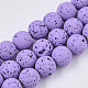 Spray Painted Natural Lava Rock Beads Strands G-N0324-C-06-1