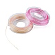 10 ロール 3 層メタリックポリエステル糸  ラウンド  刺繍やジュエリー作りに  ピンク  0.3mm  約24ヤード（22m）/ロール  10のロール/グループ MCOR-YW0001-03C-3