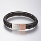 Braided Leather Cord Bracelets BJEW-H561-09F-2