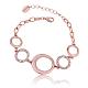 Real Rose Gold Plated Tin Alloy Czech Rhinestone Ring Link Bracelets BJEW-BB10105-1