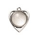 18x4mm Transparent Clear Glass Cabochons and Antique Silver Alloy Heart Pendant Cabochon Settings DIY-X0183-AS-2