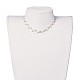 ガラスパールビーズのチョーカーネックレス  真鍮製のピンと304ステンレス鋼のパーツ  ホワイト  ゴールドカラー  12.7インチ（32.5cm） NJEW-JN02530-4