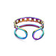 Colore arcobaleno 304 anello per polsino a forma di catena barbazzale in acciaio inossidabile RJEW-N038-038M-2
