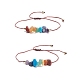 2Pcs 2 Style Natural Mixed Stone Chips Beaded Bracelets Set with Brass Beads BJEW-JB07985-1