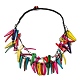 Mehrsträngige Halsketten aus gefärbten natürlichen Kokosnuss-Stoßzähnen mit Perlen NJEW-A007-01-1