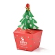 クリスマステーマ紙折りギフトボックス  鉄線＆ベル付き  プレゼント用キャンディークッキーラッピング  クリスマスツリー模様  9x9x15.5cm CON-G012-02B-4