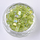 6/0 ガラスシードビーズ  透明色の虹  角穴  キューブ  黄緑  6/0  3~5x3~4x3~4mm  穴：1.2~1.4mm  約4500個/袋 SEED-S027-06B-05-2