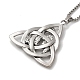 Trinity Knot with Wolf Alloy Pendant Necklace with Box Chains NJEW-D048-08AS-3
