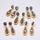 Brass Polymer Clay Rhinestone Dangle Stud Earrings EJEW-F172-L01-2