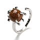 Открытое кольцо-манжета с черепахой из смешанных натуральных и синтетических драгоценных камней RJEW-G290-01P-2