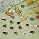 Superfindings 24pcs 12 pendentifs en verre en forme de larme de couleur avec des accessoires en laiton à facettes pendentifs en strass en forme de larme transparent19x12x8mm breloque en cristal de goutte d'eau pour la fabrication de bijoux de collier GLAA-FH0001-41-4